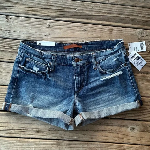 New Joe’s Jeans Gessa Size 28 Distressed Short Blue Denim Shorts NWT - Picture 2 of 9
